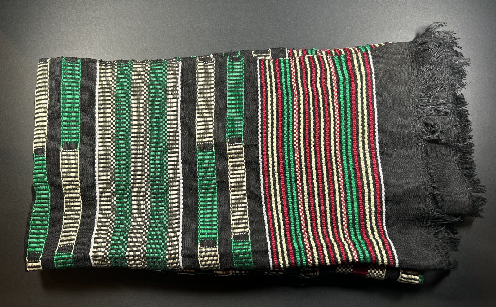 Vintage Ewe Asante cloth from Ghana vibrant hand-woven table runner 75”x 17.5”