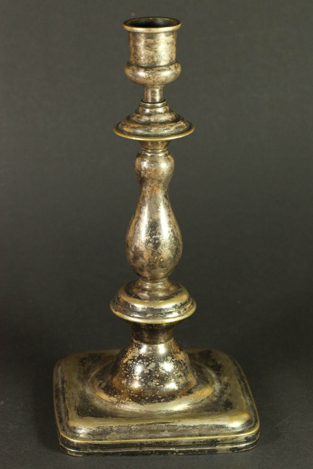 c.1900 FRAGET WARSZAWA Warsaw Antique Judaica Shabbat Silver Plated Candlestick