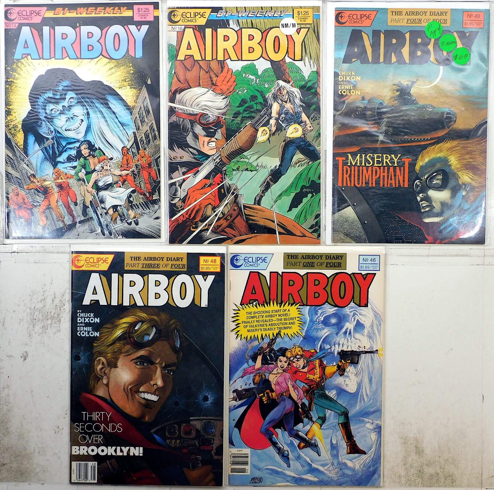 Airboy Lot of 5 #14, 16, 46, 48, 49 (1987) Eclipse Comics 1st Print Comic Books