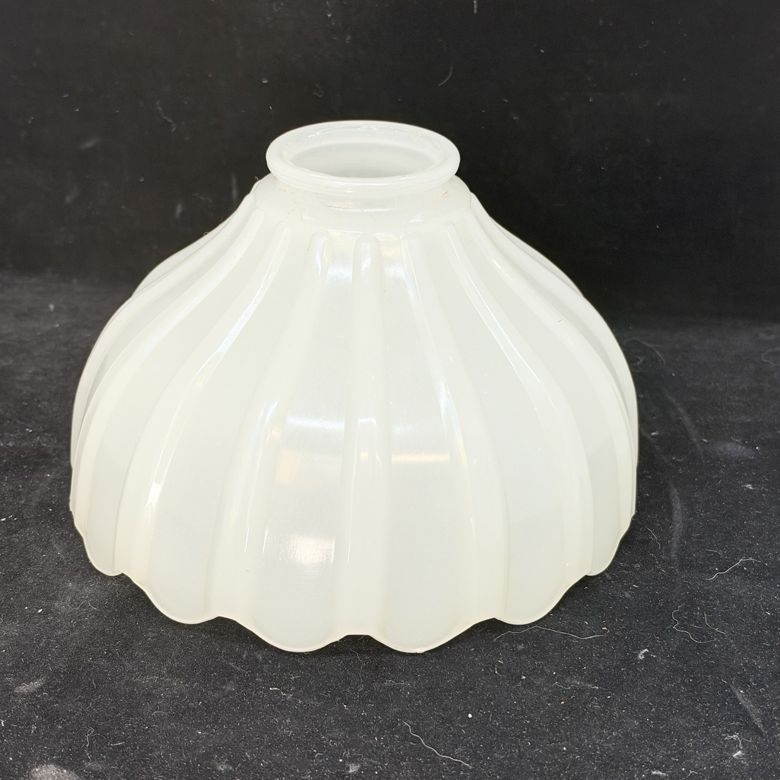 Antique Opalescent Milk Glass Shade Pendant Light 7.25” Diameter 2.25” Fitter