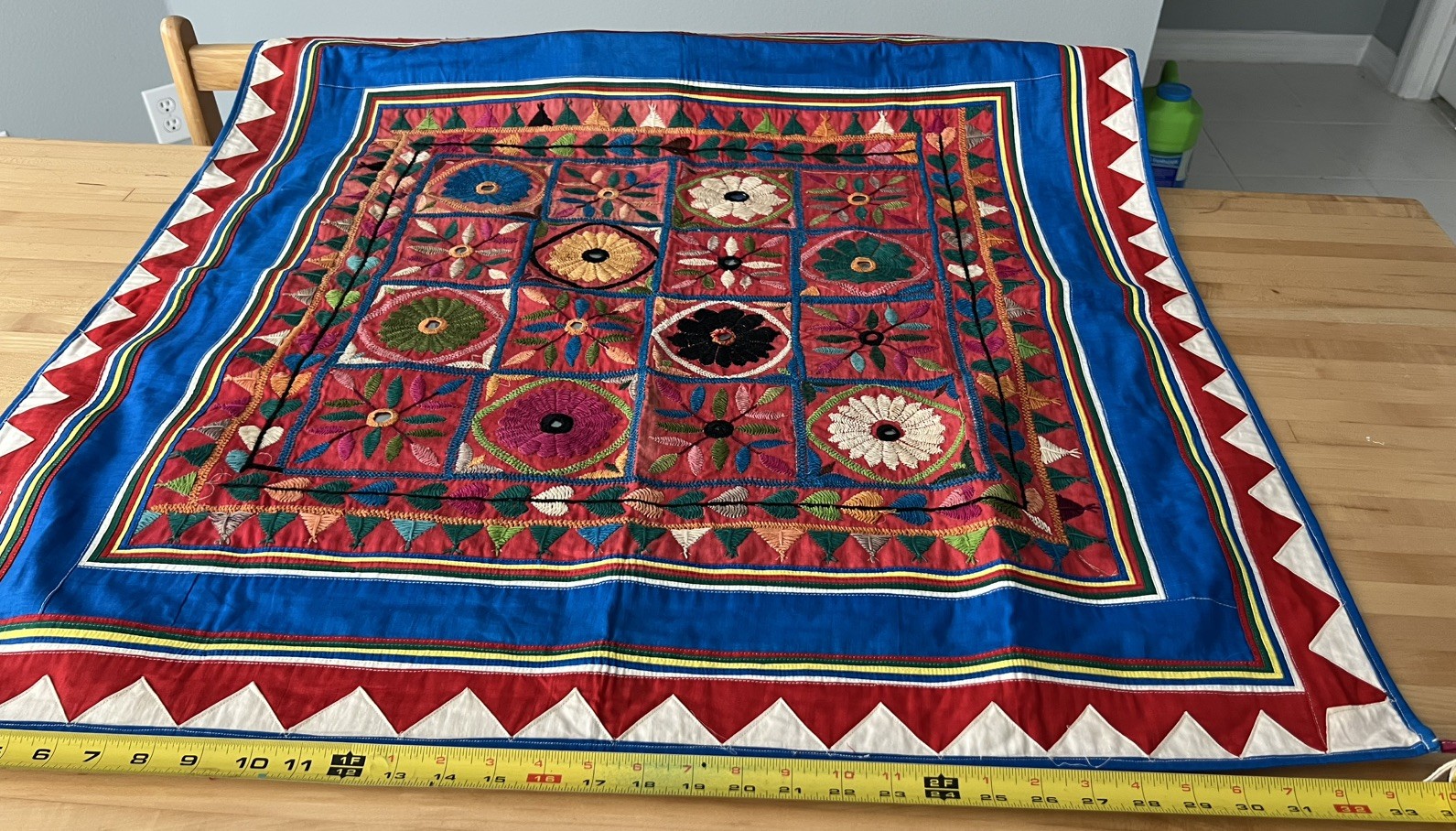 Banjara boho Gypsy hippie India Tribal vintage embroidery wall hanging 33x34 Banjara boho Gypsy hippie India Tribal vintage embroidery wall hanging 33x34