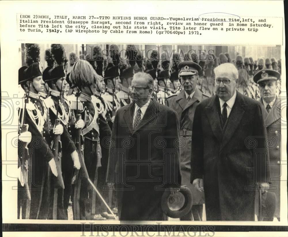 1971 Press Photo Yugoslavian President Tito & Italian President Giuseppe Saragat