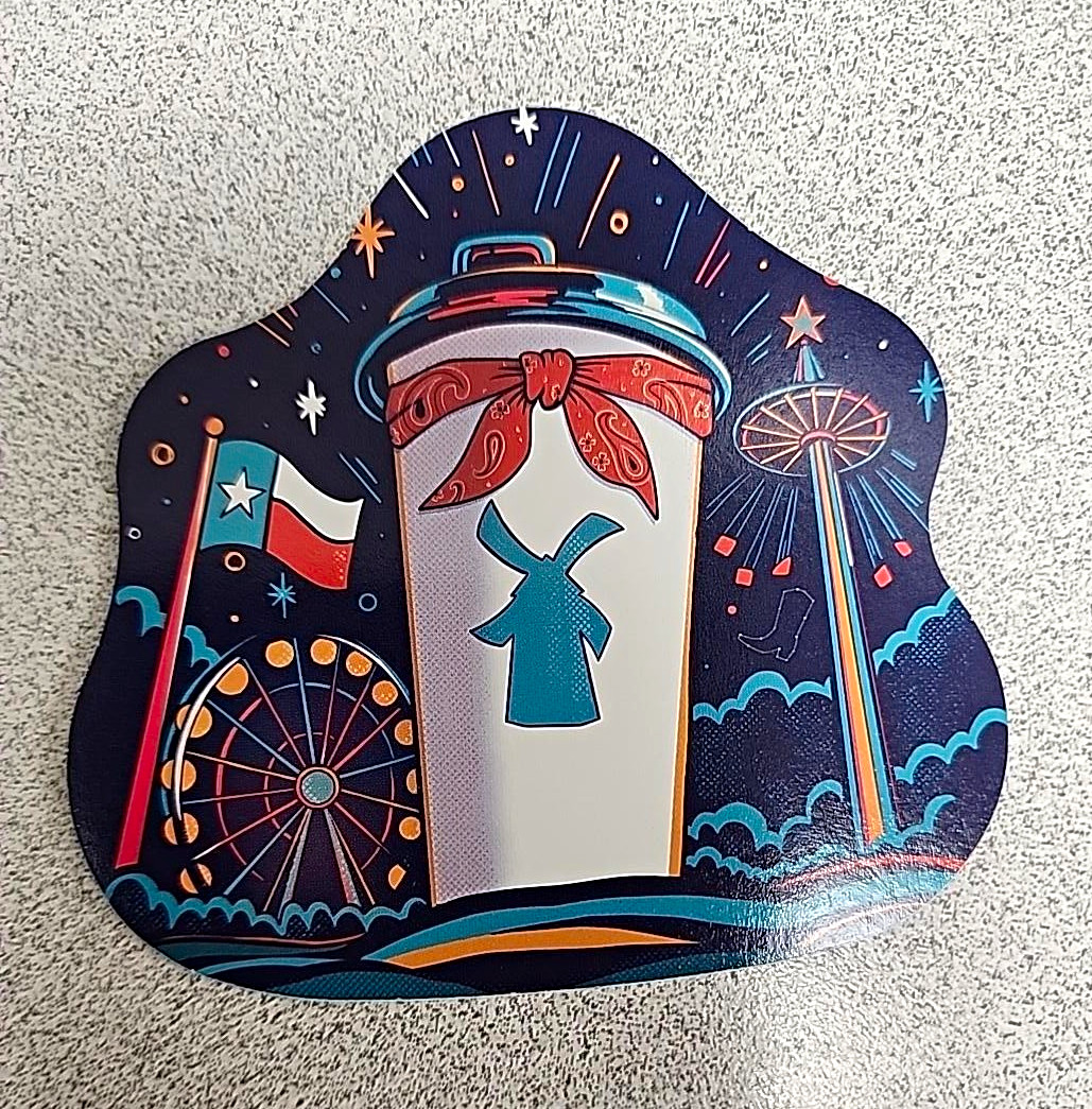 Dutch Bros Texas Sticker Rare Coffee Cup Texas Flag Ferris Wheel Collectible