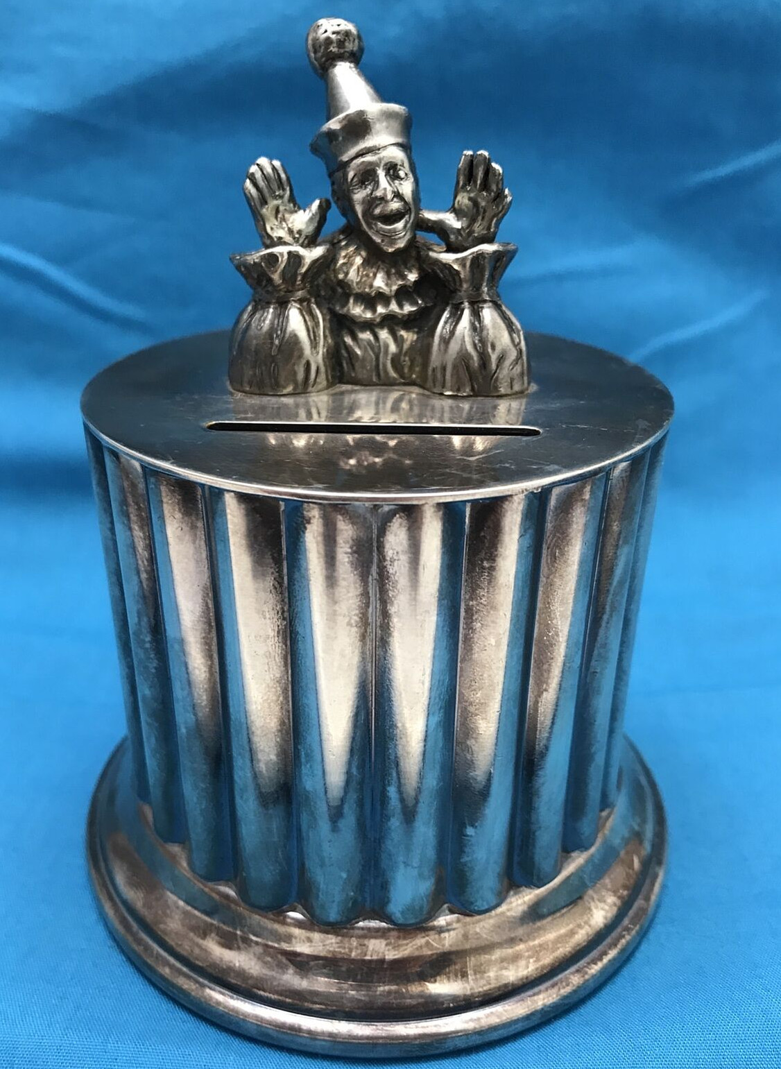 Nice & Original Vintage Silverplate CLOWN BANK by Reed & Barton 4 5/8\ Nice & Original Vintage Silverplate CLOWN BANK by Reed & Barton 4 5/8\