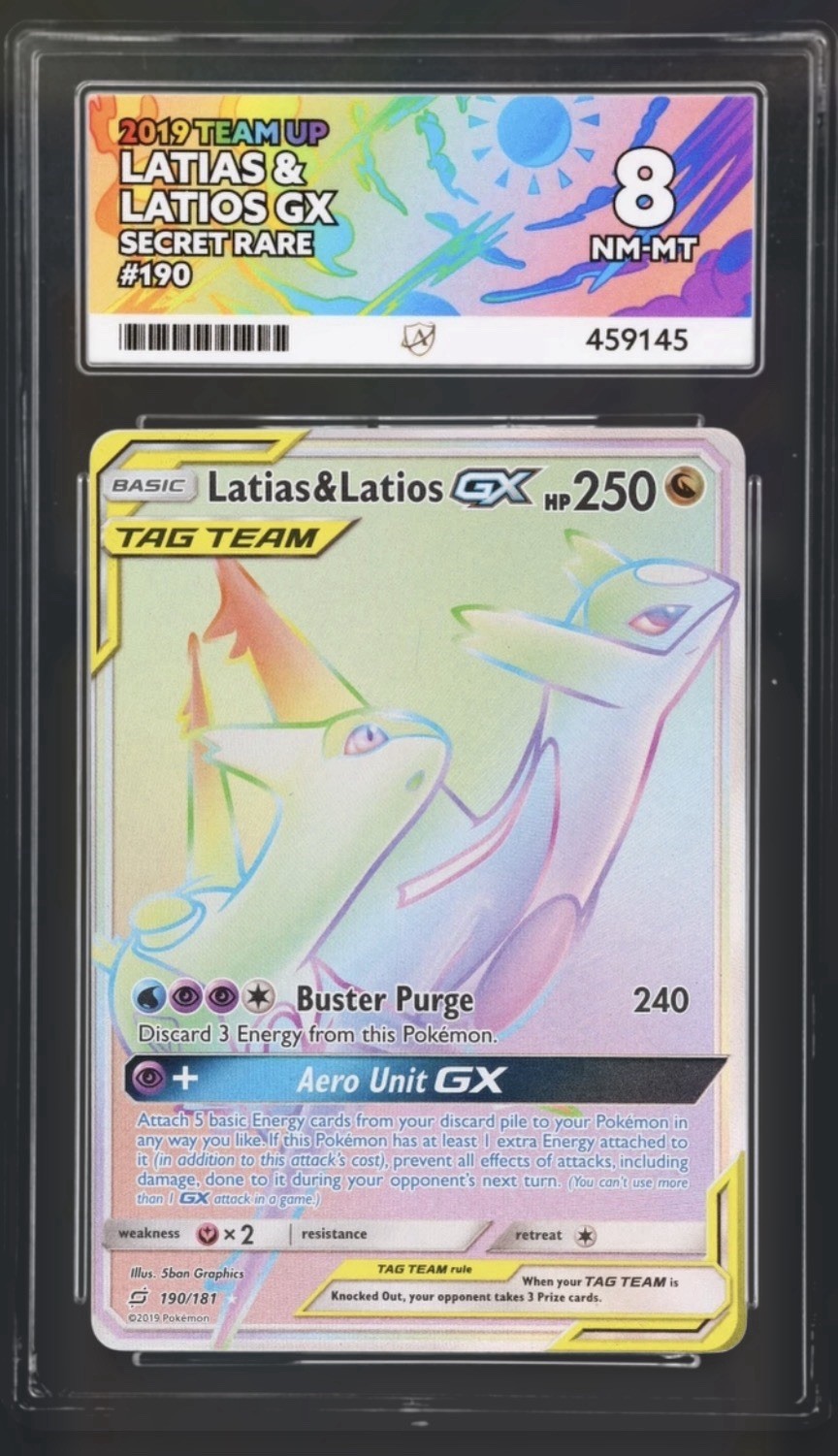 Pokemon Latias & Latios GX 190/181 Team Up Sun & Moon Rainbow Secret Rare ACE 8✨ Pokemon Latias & Latios GX 190/181 Team Up Sun & Moon Rainbow Secret Rare ACE 8✨