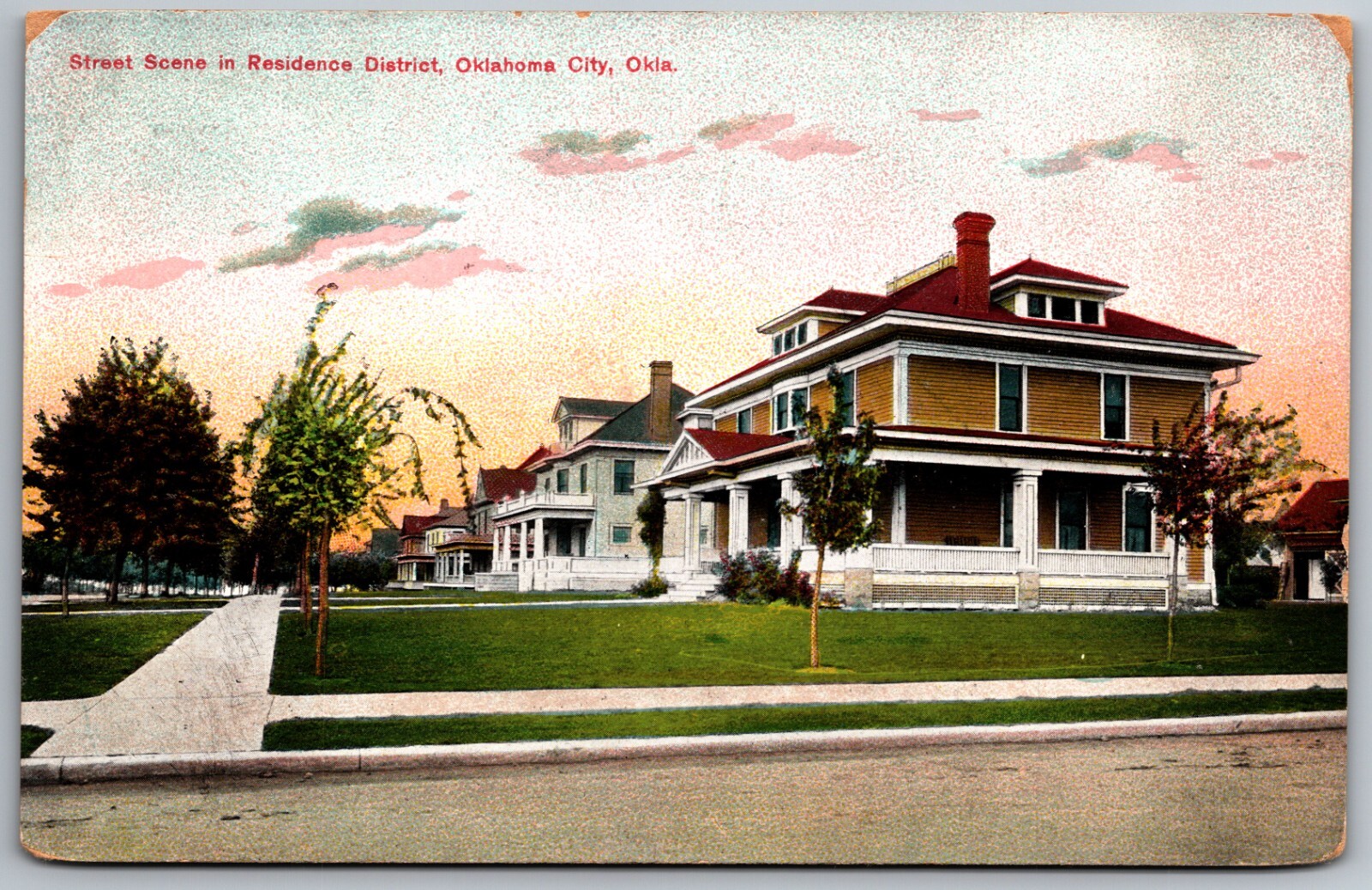 1900s Oklahoma City Oklahoma Residence District Street Scene Photo Postcard