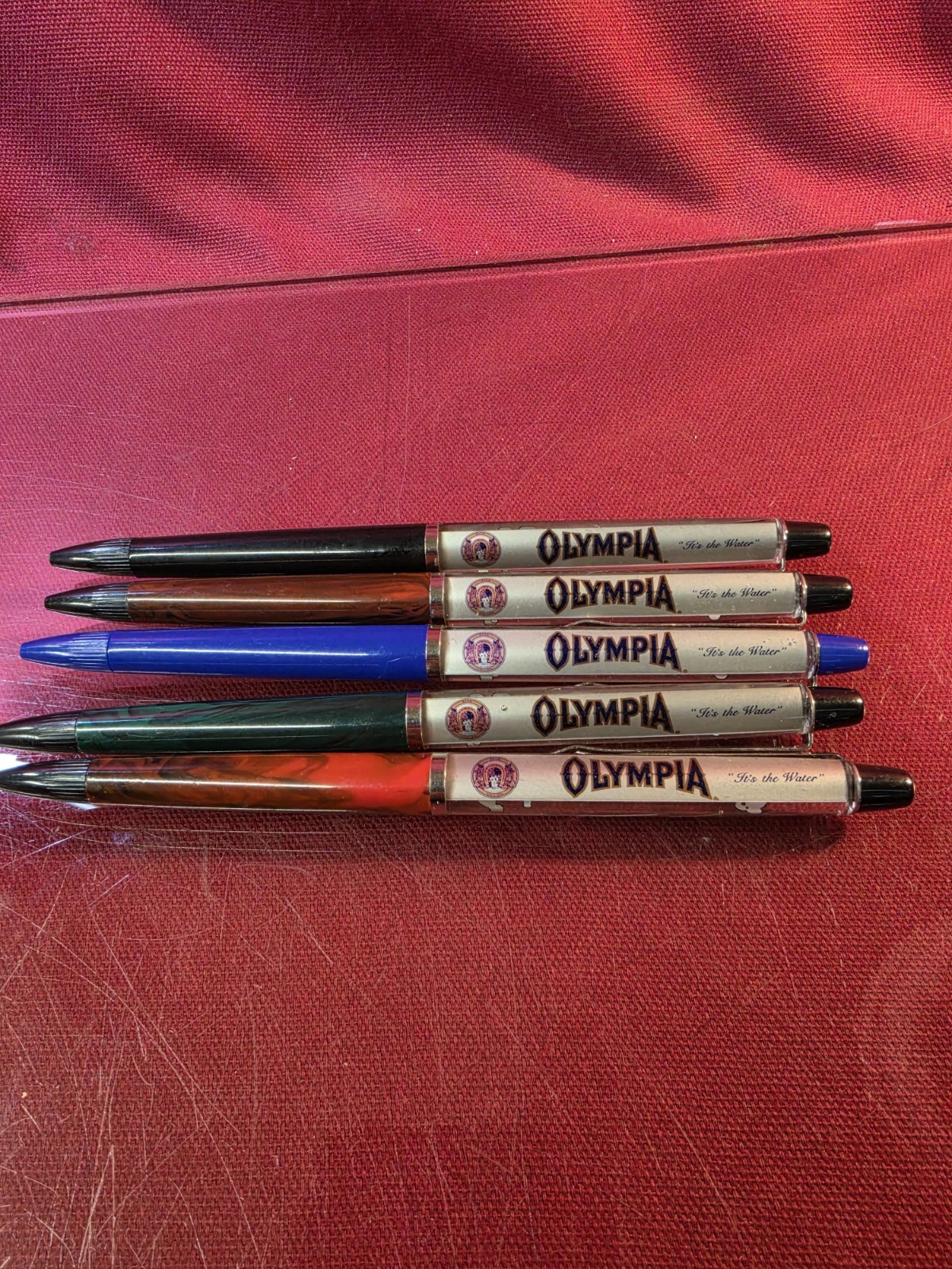 5 NOS VTG Olympia Beer Advertising Pens Its The Water Tavern Scene Denmark