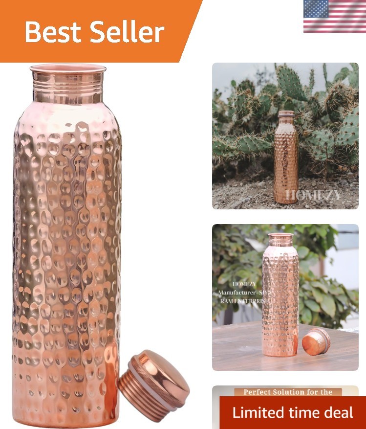 Elegant Hammered Copper 1000ml Water Bottle - Perfect for Active Lifestyles