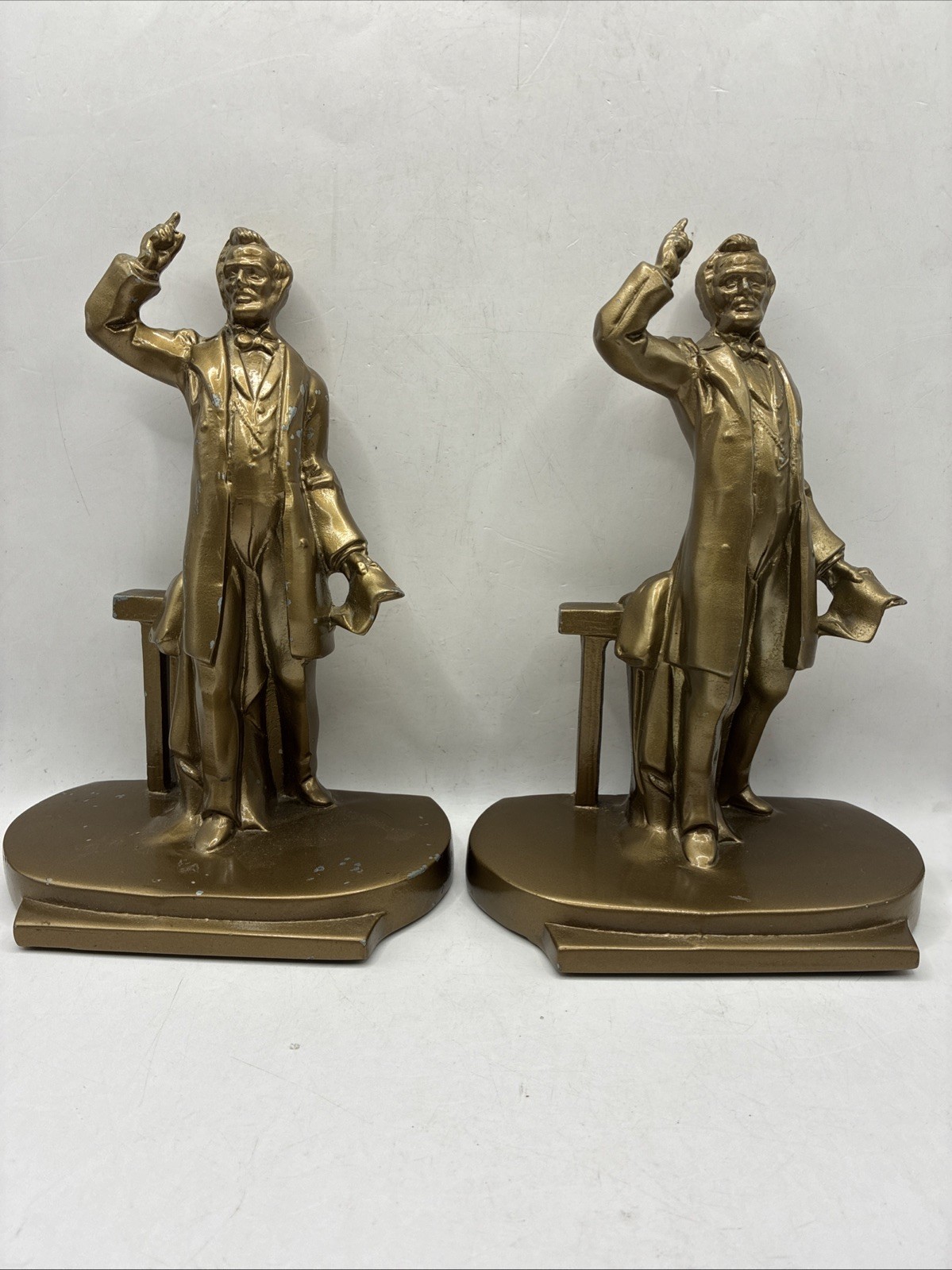 VTG 1930\'s Bronze Abraham Lincoln Statue at Gettysburg PMC Bookends Heavy VTG 1930\'s Bronze Abraham Lincoln Statue at Gettysburg PMC Bookends Heavy