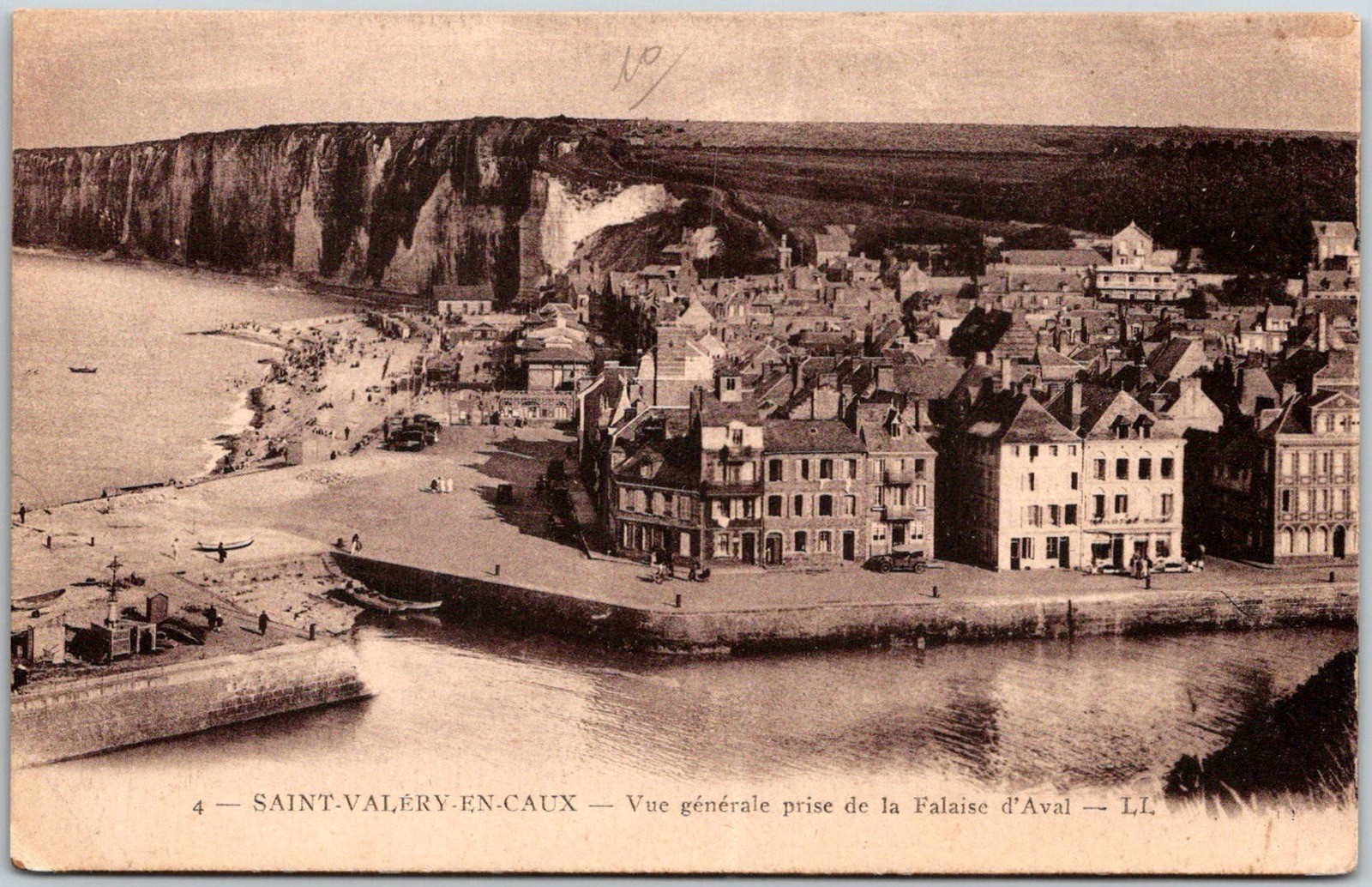 Saint Valery En Caux General View From Falaise D Aval France Posted Postcard
