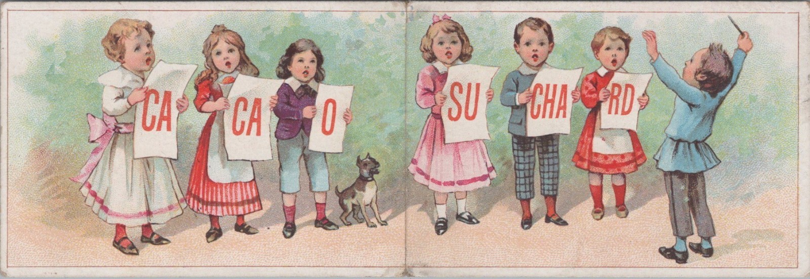 PH Suchard Cacao Children Singing Chorus Dog 1898 Calendar MQV1