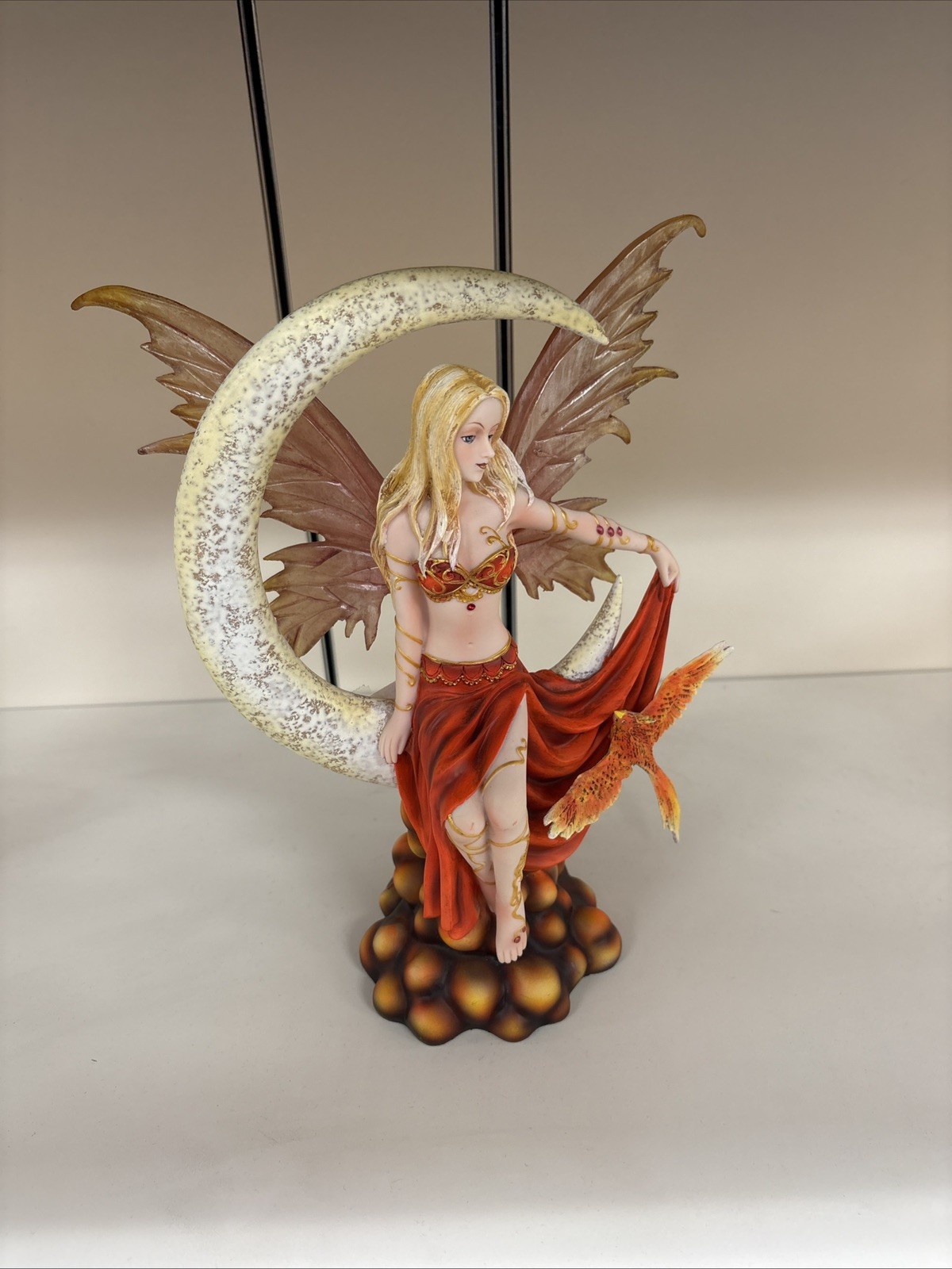 Ebros Large Celestial Crescent Ember Moon Fire Elemental Phoenix Fairy Statue Ebros Large Celestial Crescent Ember Moon Fire Elemental Phoenix Fairy Statue