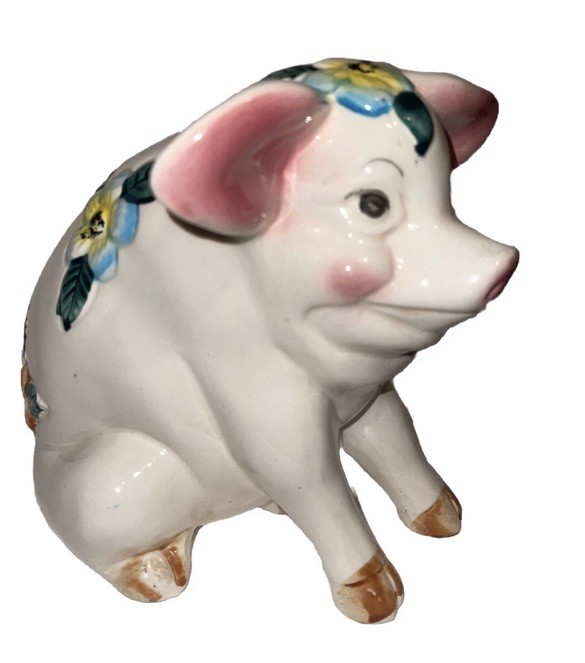 Large cute RARE Vintage Large Hand Painted Pig Piggy Bank Figurine Ceramic MCM Large cute RARE Vintage Large Hand Painted Pig Piggy Bank Figurine Ceramic MCM
