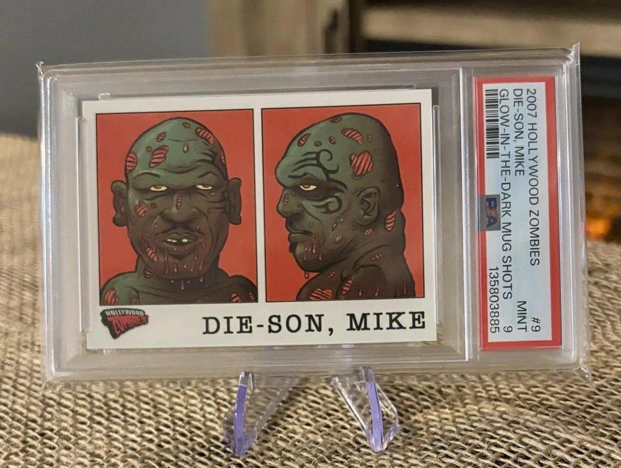 2007 Topps Hollywood Zombies #9 Die-Son Mike Tyson PSA 9 Glow in Dark Mug Shot