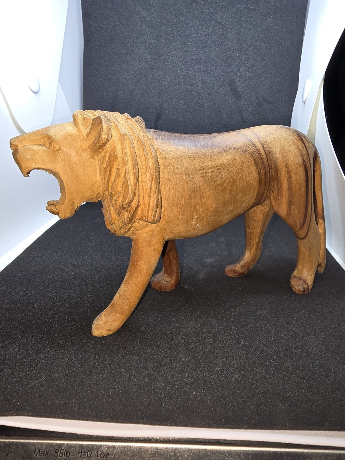 Vintage Wooden Hand Carved Lion Figurine