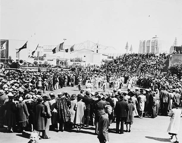 Crowd of people at the Golden Gate Exposition Historic 1930s Old Photo