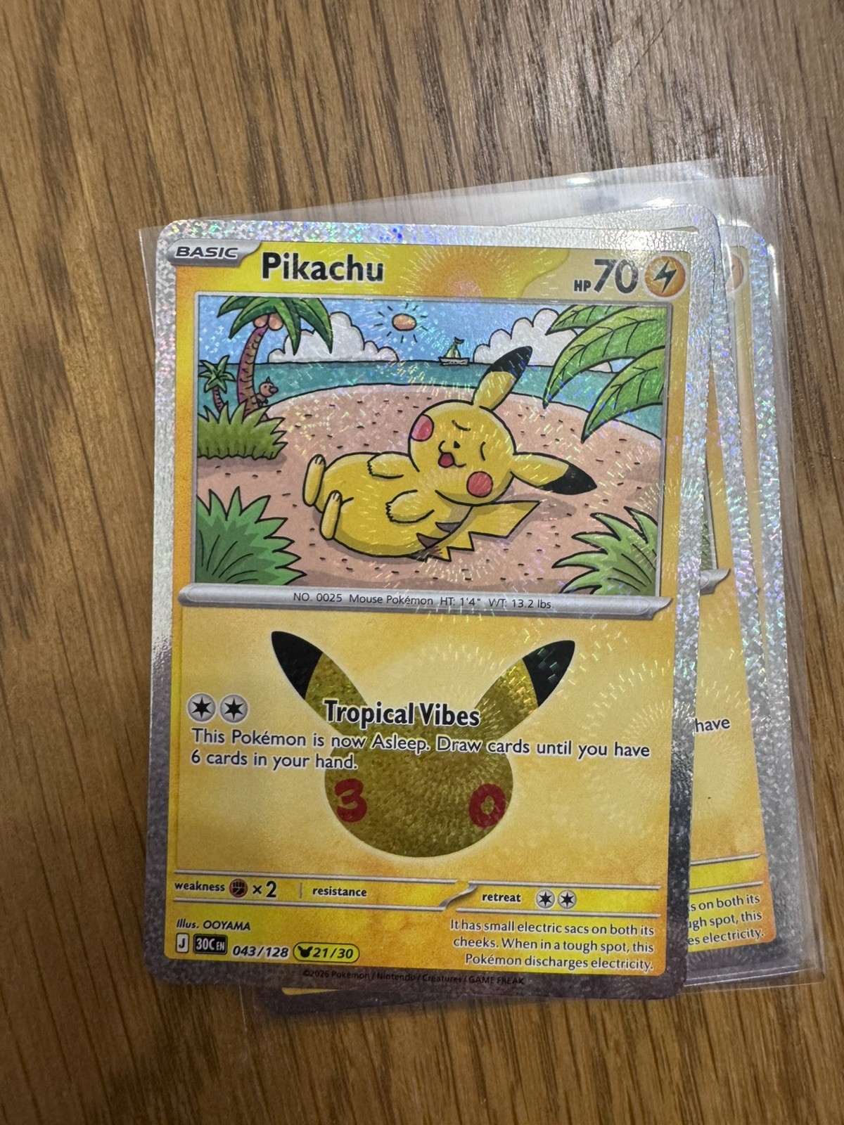 Pikachu 043/128 (21/30) Holo - 30th Celebration - NM