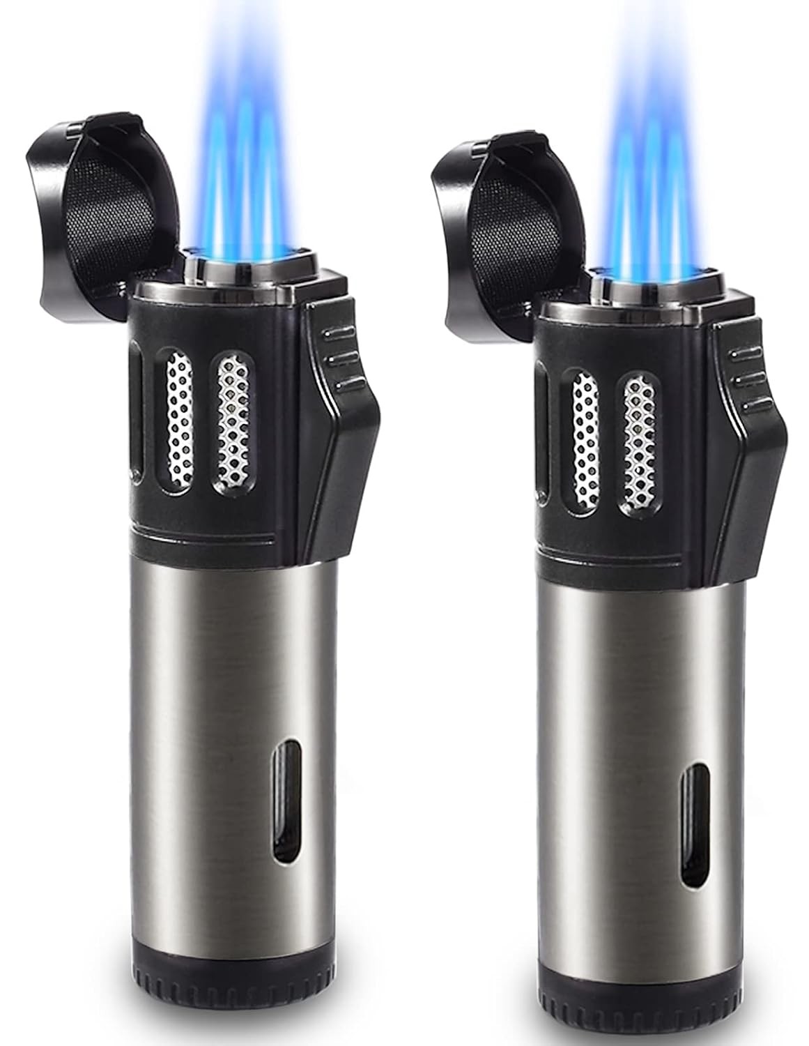 Butane Lighter 2 Pack Refillable Triple Flame Jet Flame Torch Lighter