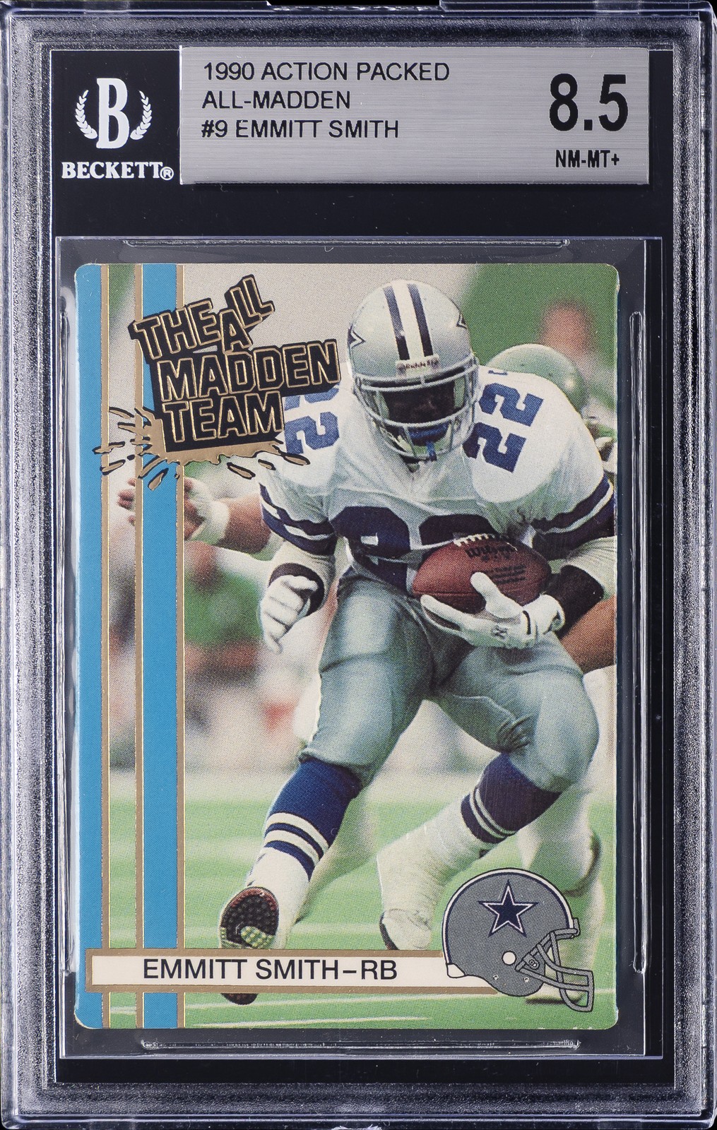 1990 HI-PRO ACTION PACKED ALL-MADDEN #9 EMMITT SMITH BGS 8.5