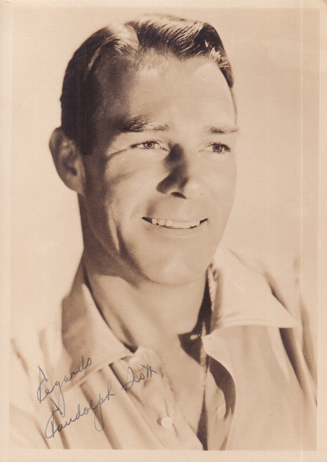 Randolph Scott - Vintage Photo - 1930s/40s - OSCAR - Original Signed + COA