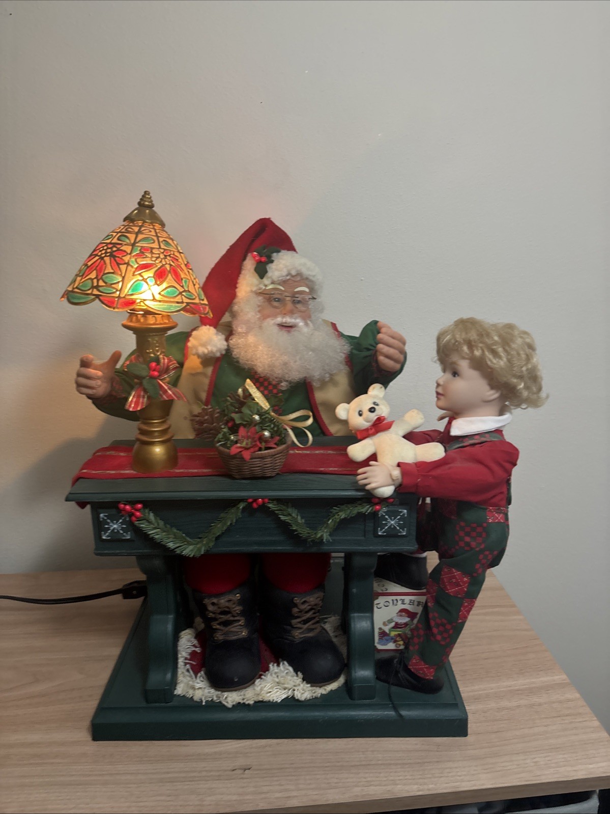 Animated Santa With Child By Desk - Rare Vintage Holiday Creations 1993 Works Animated Santa With Child By Desk - Rare Vintage Holiday Creations 1993 Works