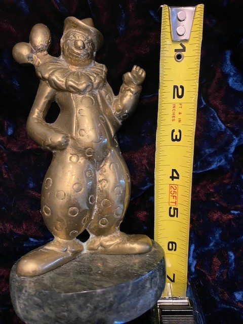 Vintage Solid Brass Clown on Marble base Approximately 6.75\