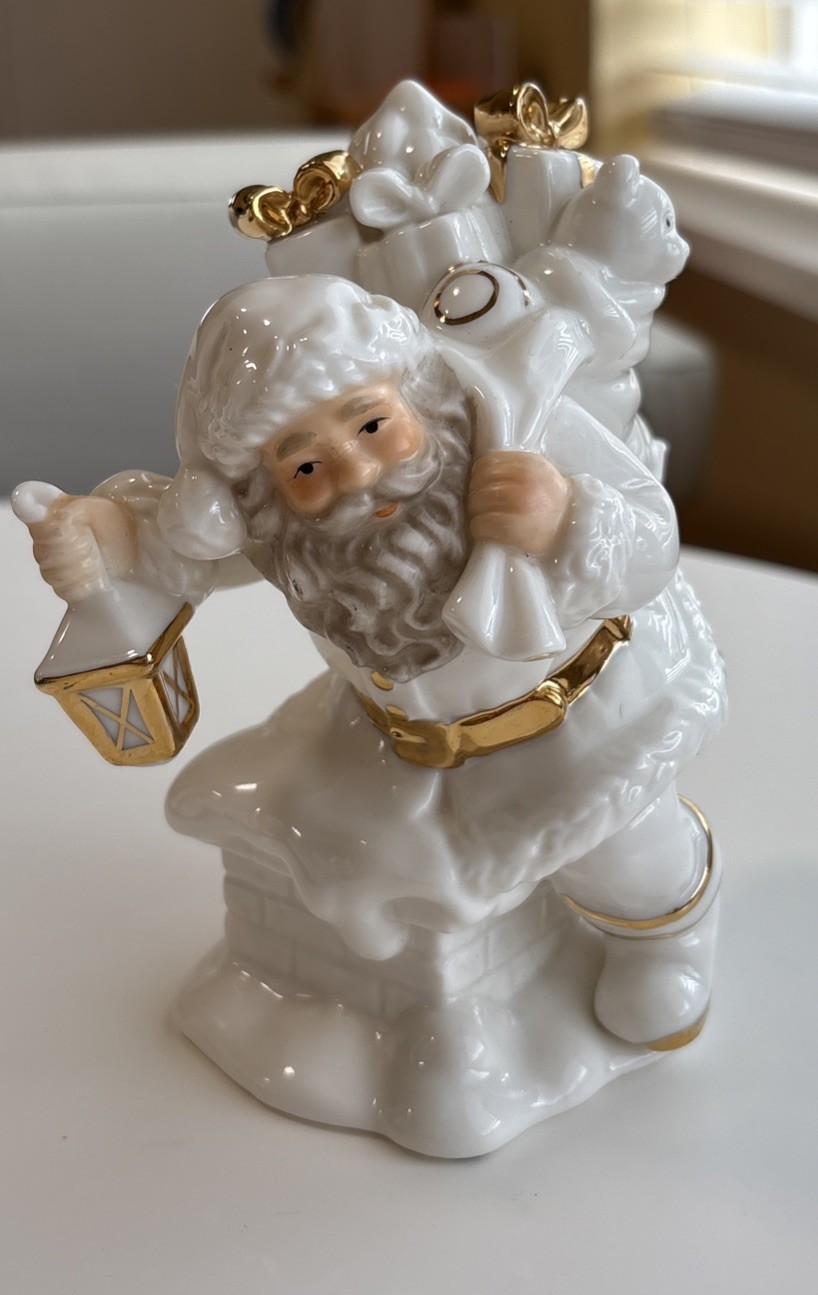 Classic Treasures Porcelain Santa, White With Gold Accents Figurine Classic Treasures Porcelain Santa, White With Gold Accents Figurine