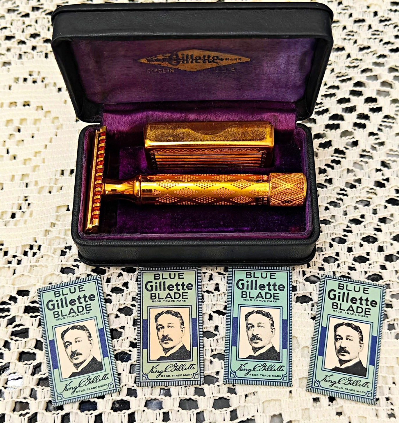Rare 1930-31 Vintage Gillette Criterion NEW De Luxe OC Safety Razor w/ Case