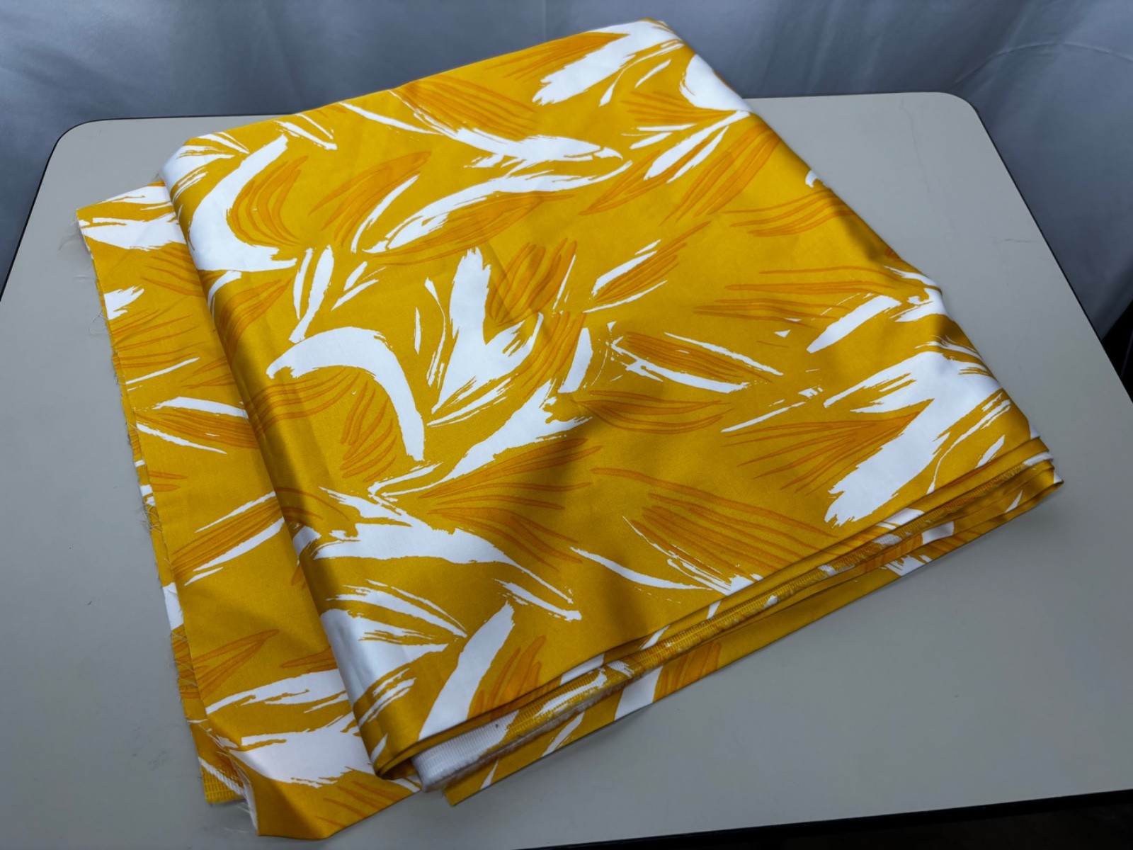 Vintage 3 YARDS Mod 70's Tampella Finland Fabric Marjatta Abstract Yellow Orange