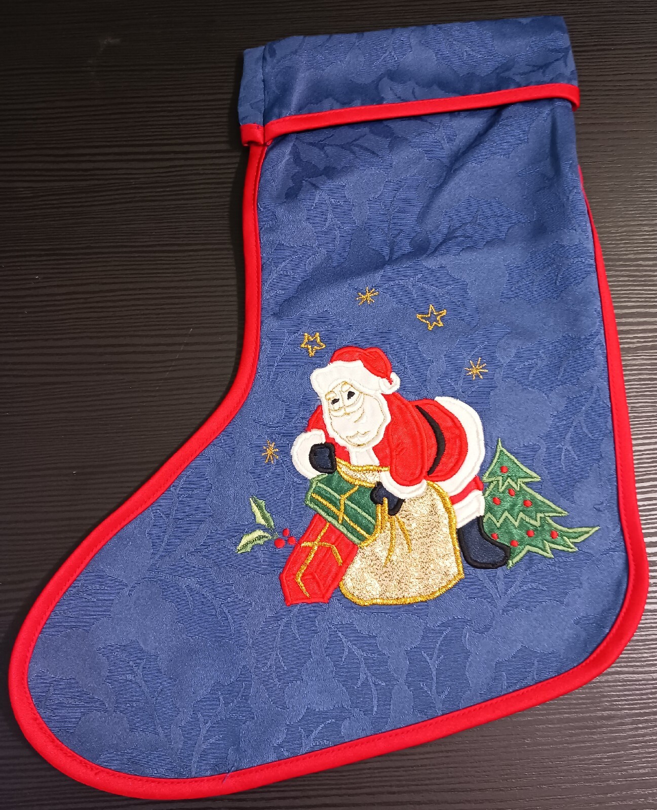 Vintage German Appliqued Christmas Stocking Sander Table & Home