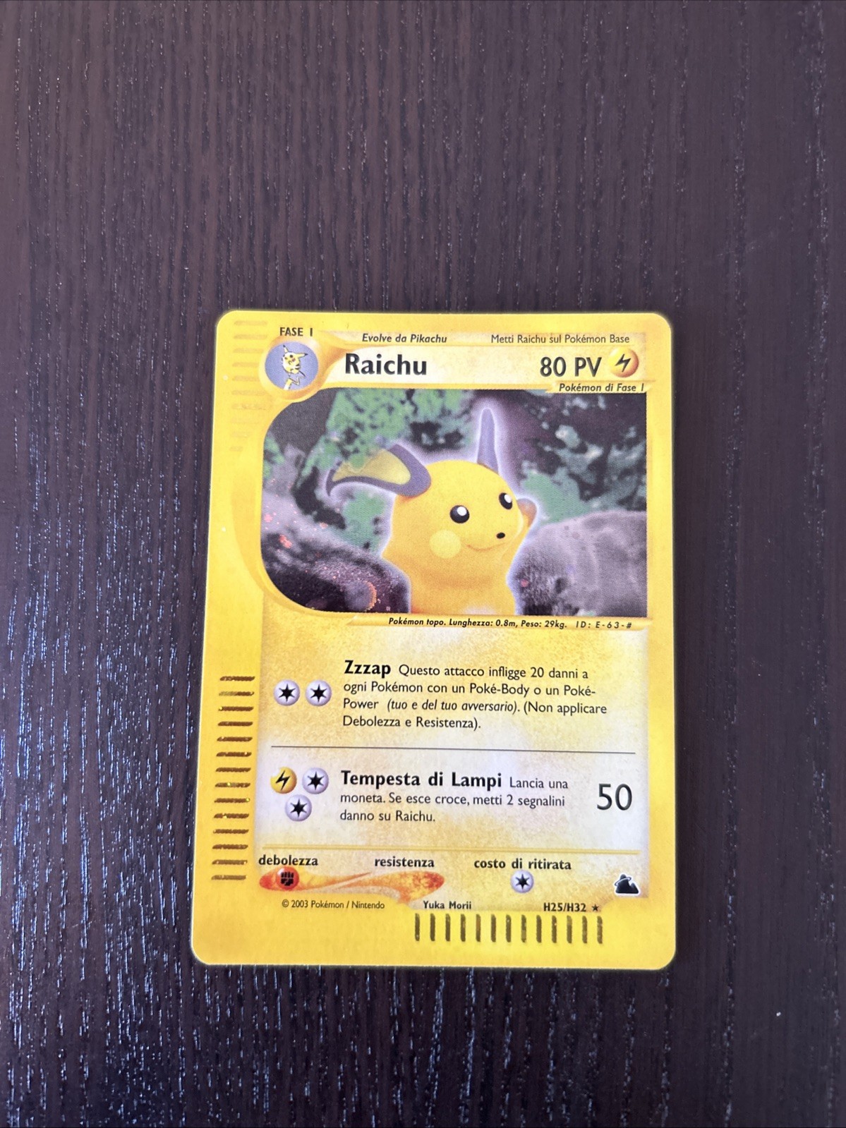 Raichu H25/H32 Skyridge Holo Ita MINT Pokemon Card