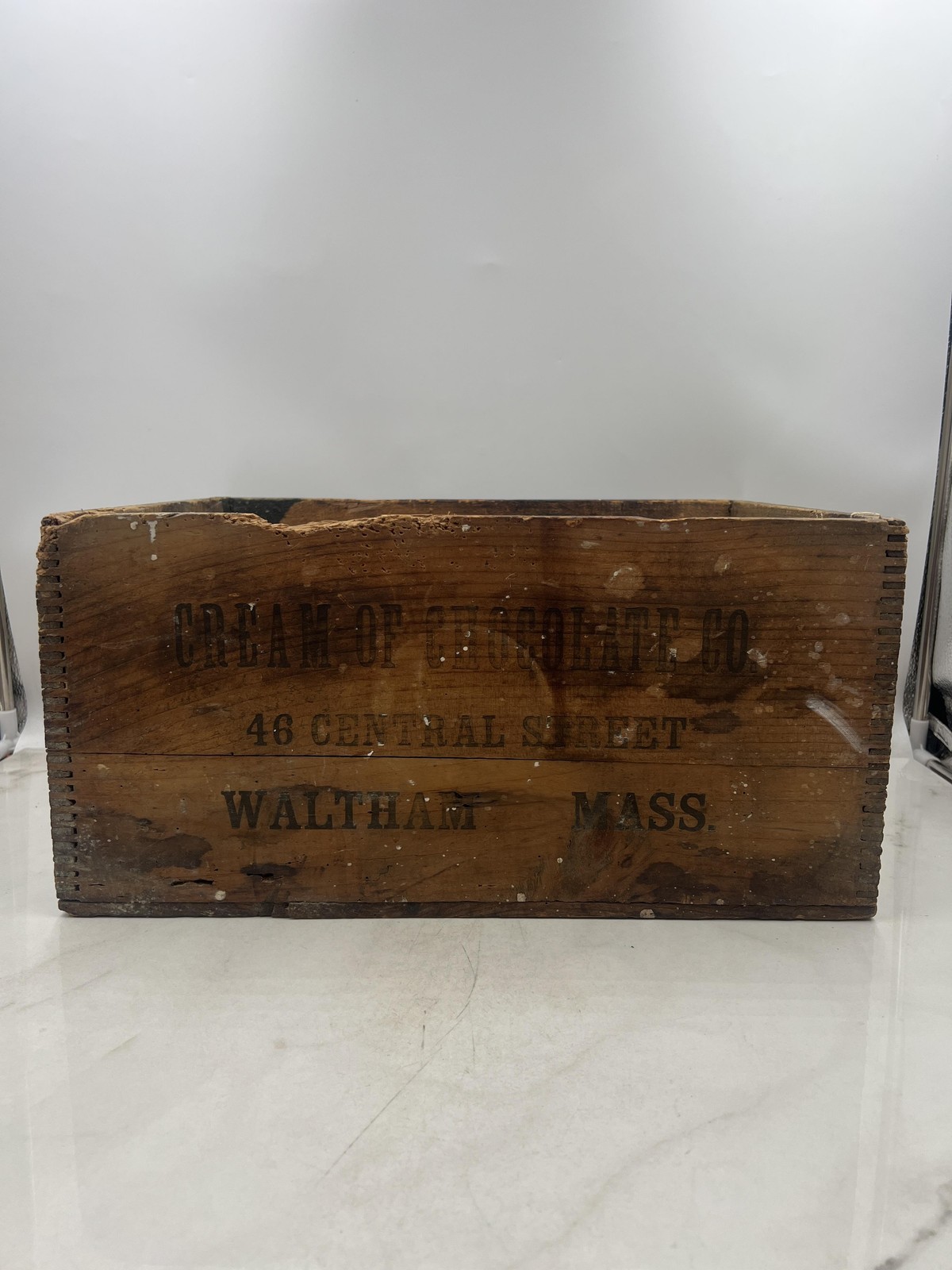 Vintage Cream of Chocolate Co Wooden Crate Rich\'s Instant Cocoa Waltham MA USA