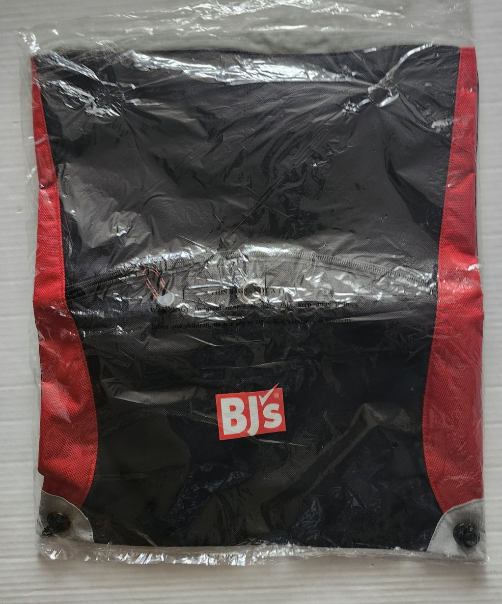 FREE RARE BJ\'S Large  15 x 18  Hard to Find Fabric Zipper Back Pack Tote Bag New