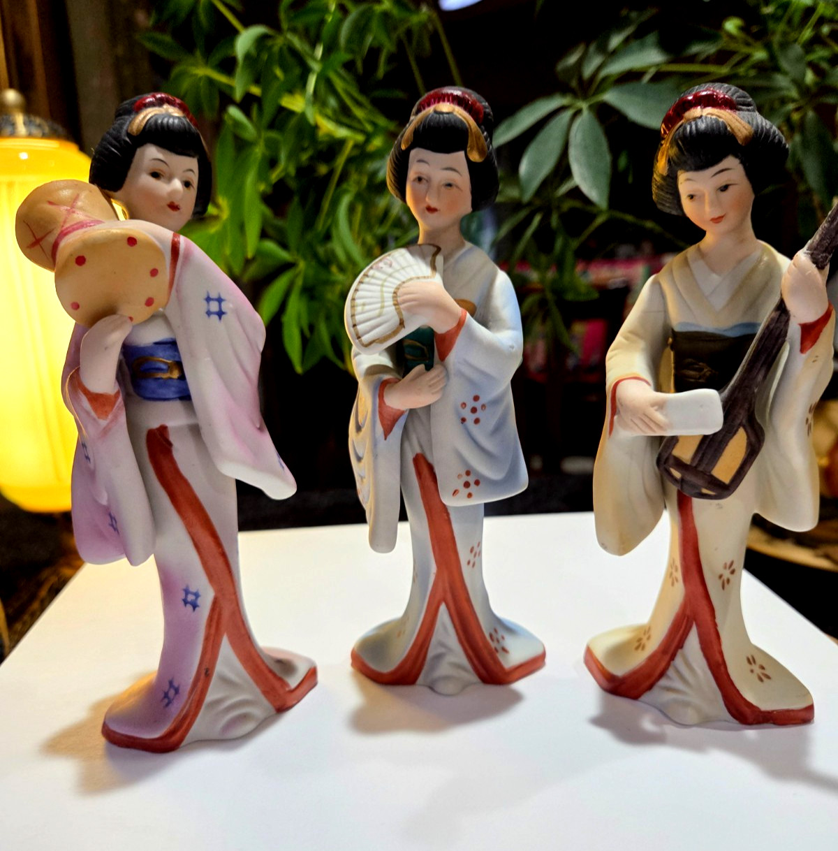 Vintage UCGC set of 3 bisque porcelain JAPANESE GEISHA LADY FIGURINES 6.5\ Vintage UCGC set of 3 bisque porcelain JAPANESE GEISHA LADY FIGURINES 6.5\