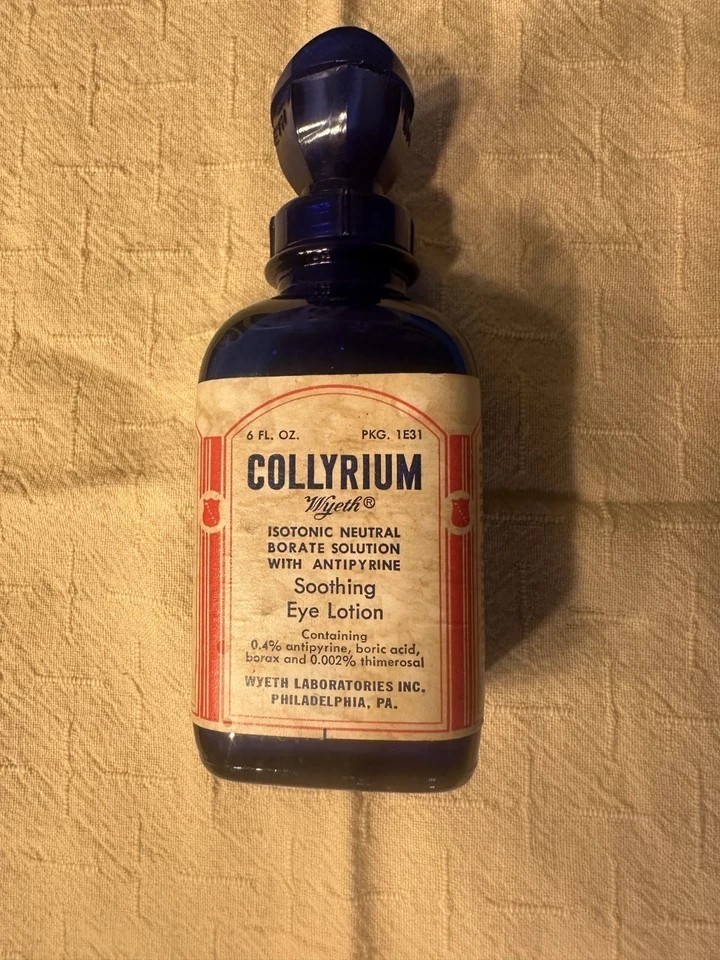 Wyeth's Collyrium Soothing Eye Lotion - 6 FL. OZ. - Vintage Bottle Wyeth's Collyrium Soothing Eye Lotion - 6 FL. OZ. - Vintage Bottle