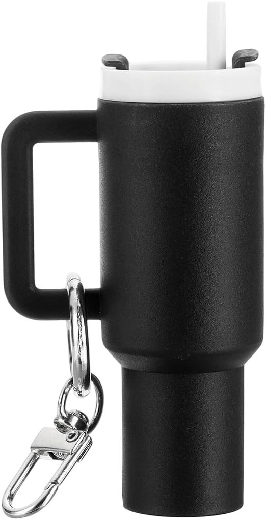 PATIKIL Mini Tumbler Keychain Lip Balm Holder Black Bag Charm 10 x 4.8cm