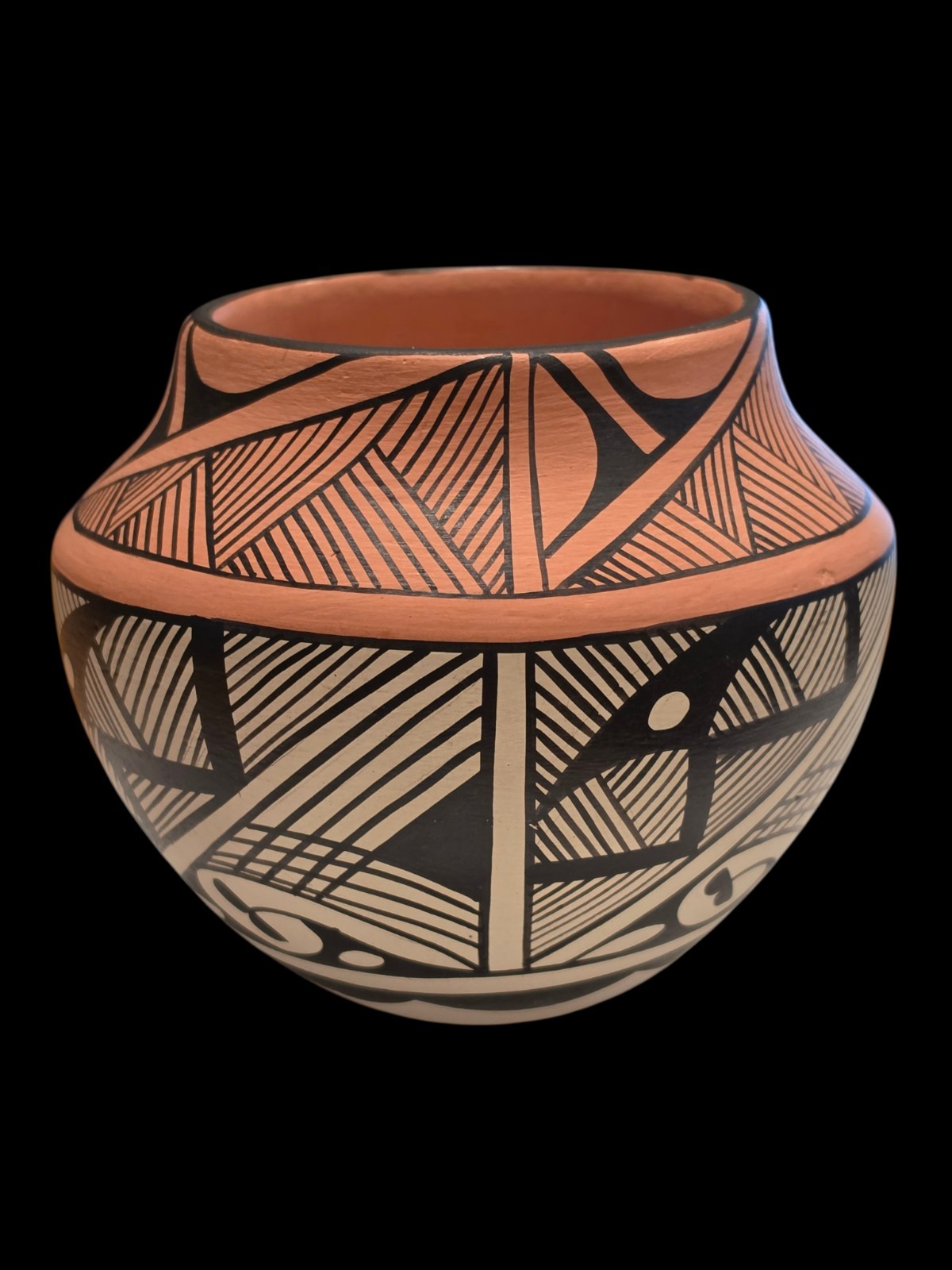 Native American Pottery Jar by MS Toya of the Jemez Pueblo 4” Tall 4.5” Wide Native American Pottery Jar by MS Toya of the Jemez Pueblo 4” Tall 4.5” Wide