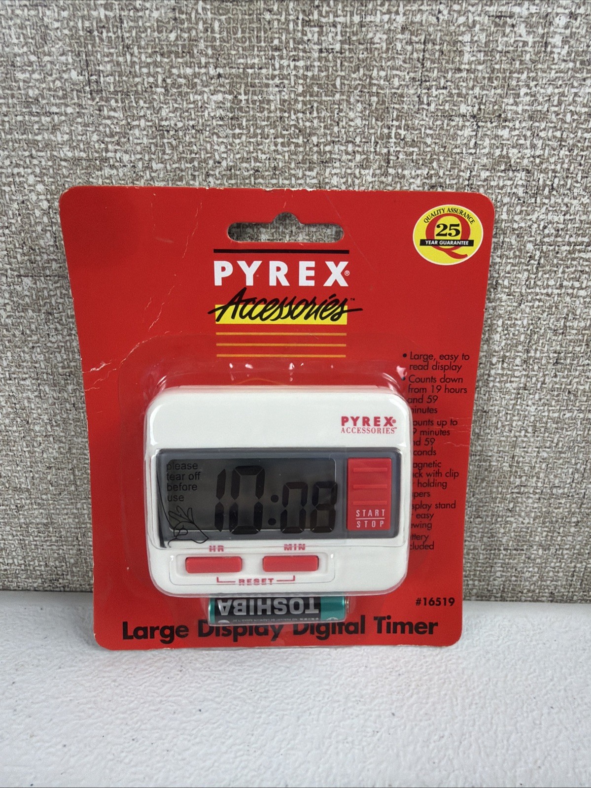 Vintage Pyrex Digital Timer 2002 White Model #16519 Package Battery NEW