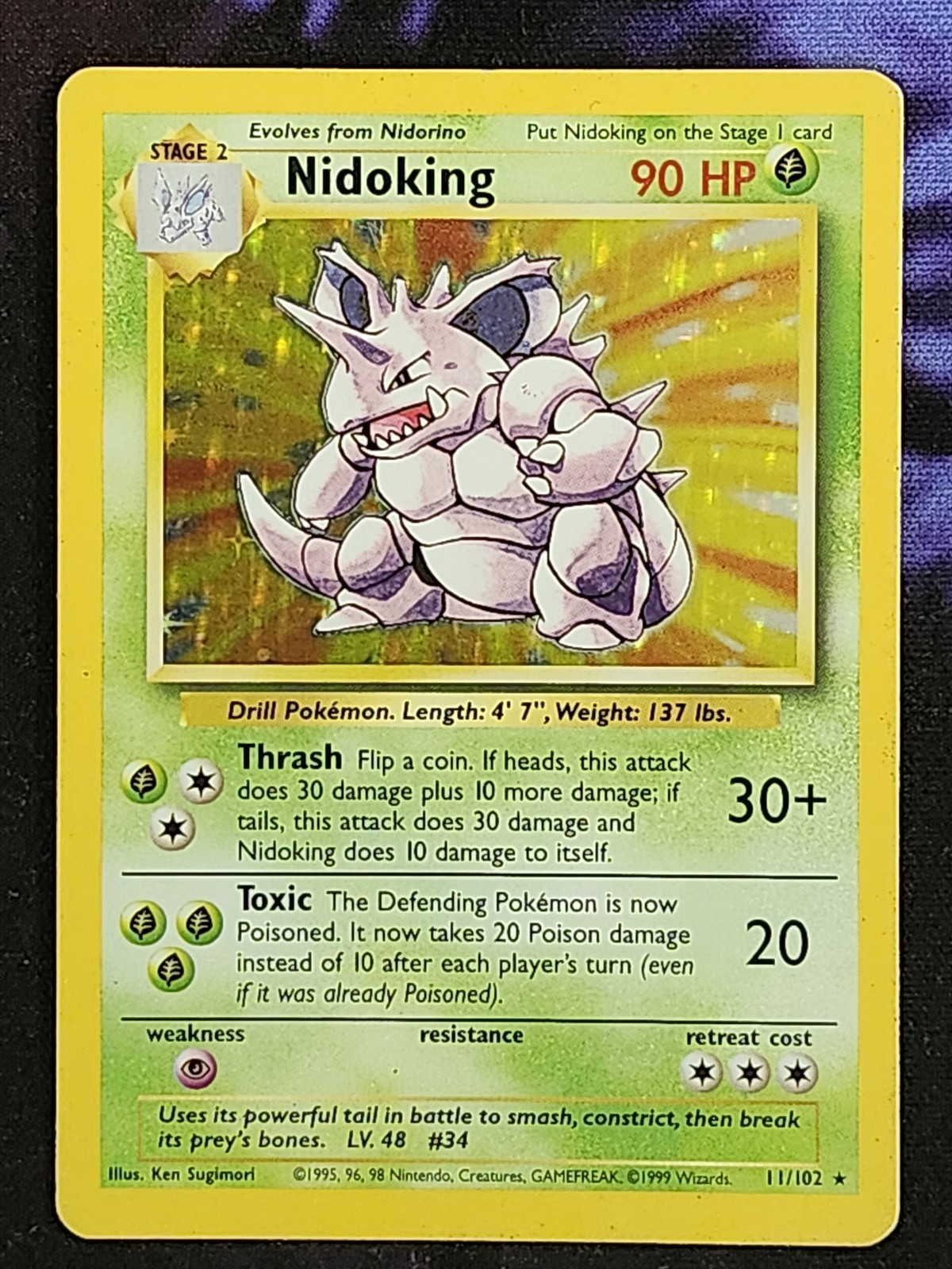 Pokemon Nidoking 11/102 (MP) Holo Unlimited Base Set BS
