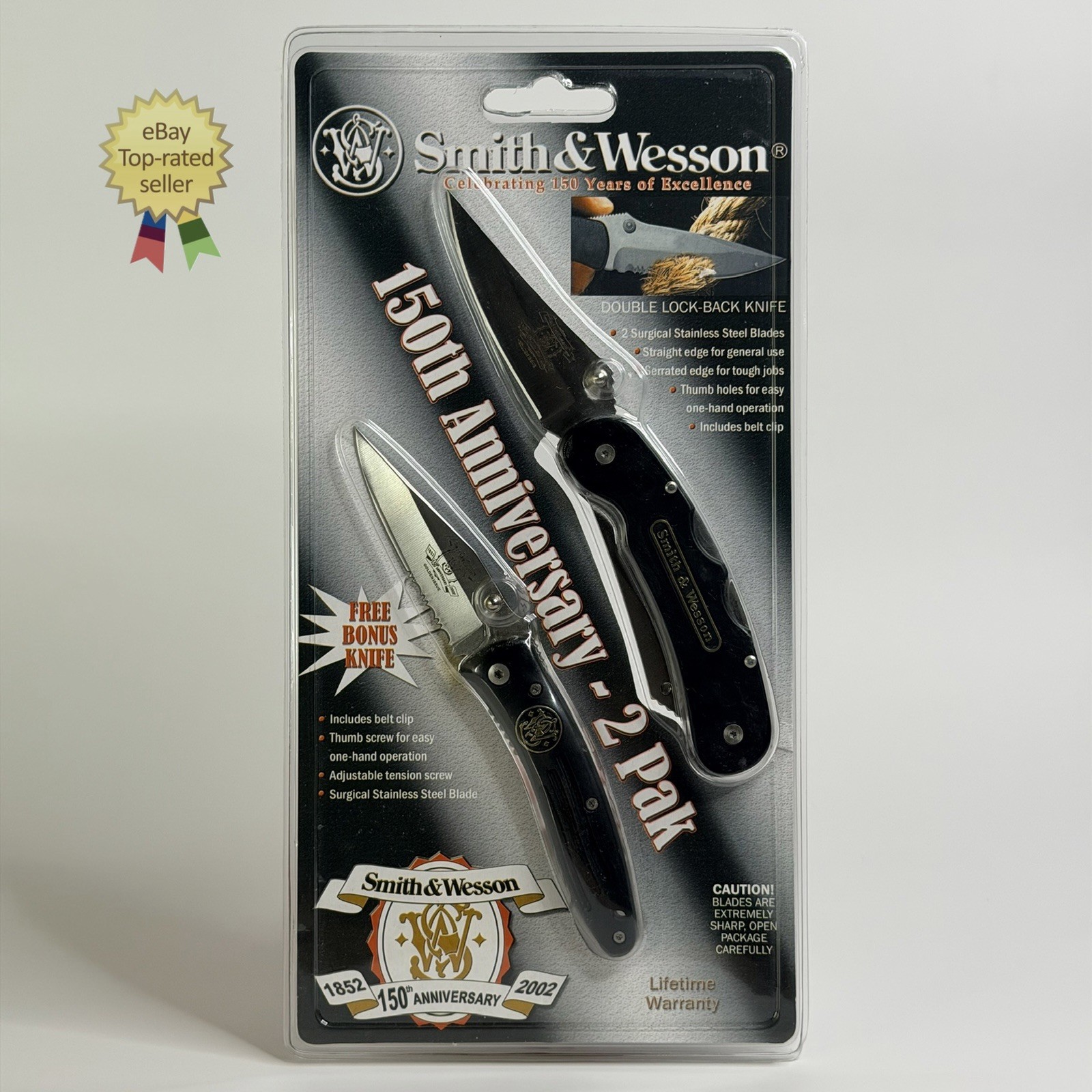 NEW Smith & Wesson 150th Anniversary Golden Issue Pocket Knife 2 Pak ⚠️SEALED