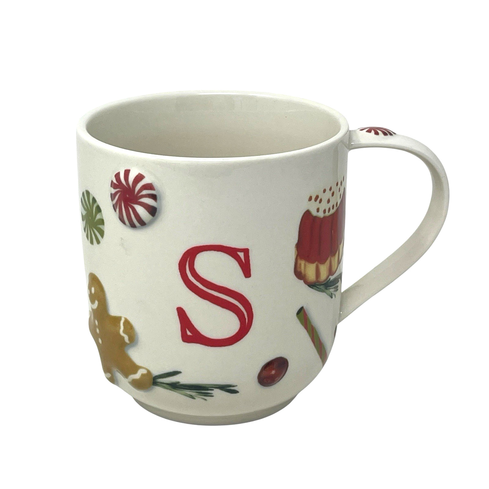 Anthropologie Holifaye Monogram Mug Inital S Christmas Holiday Gingerbread Man