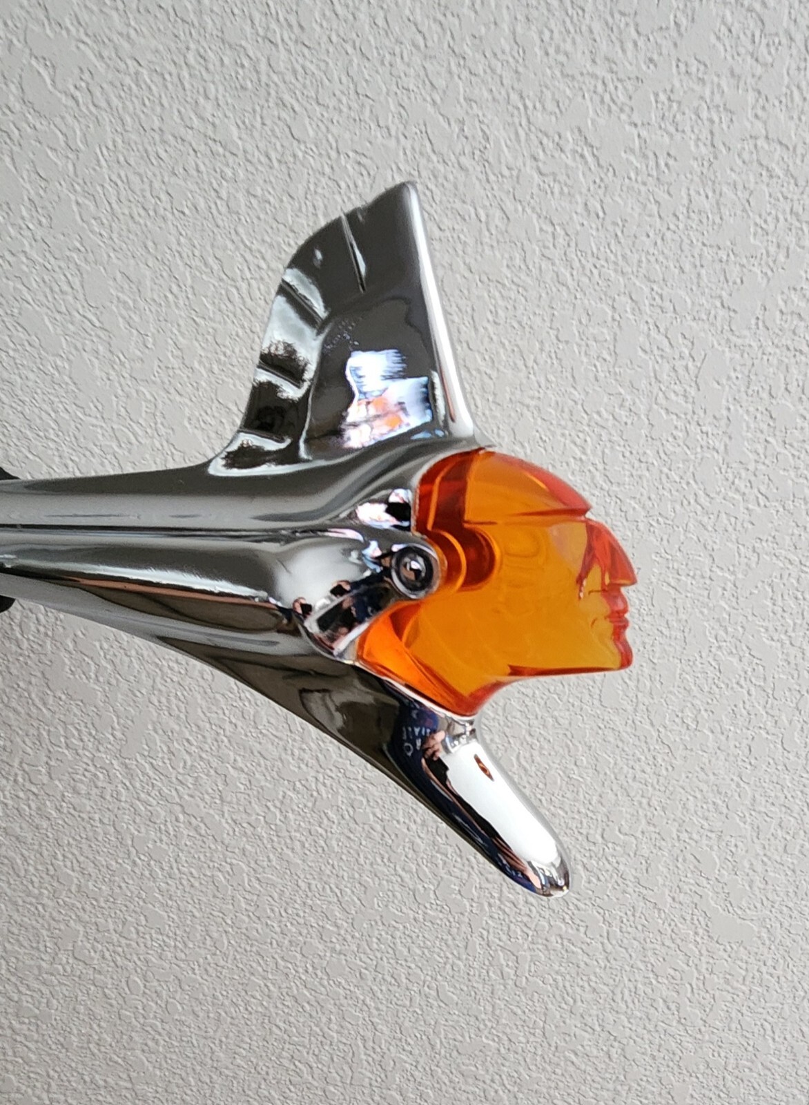 1951 PONTIAC INSERT FOR HOOD ORNAMENT CHIEFTAIN TINTED ORANGE ILLUMINATED 