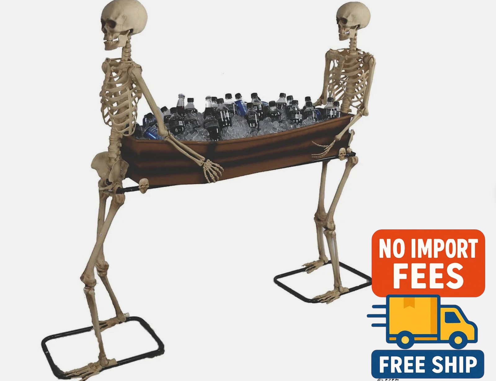 2 Poseable Skeletons Carrying Coffin Halloween Decoration Prop Haunted House New 2 Poseable Skeletons Carrying Coffin Halloween Decoration Prop Haunted House New