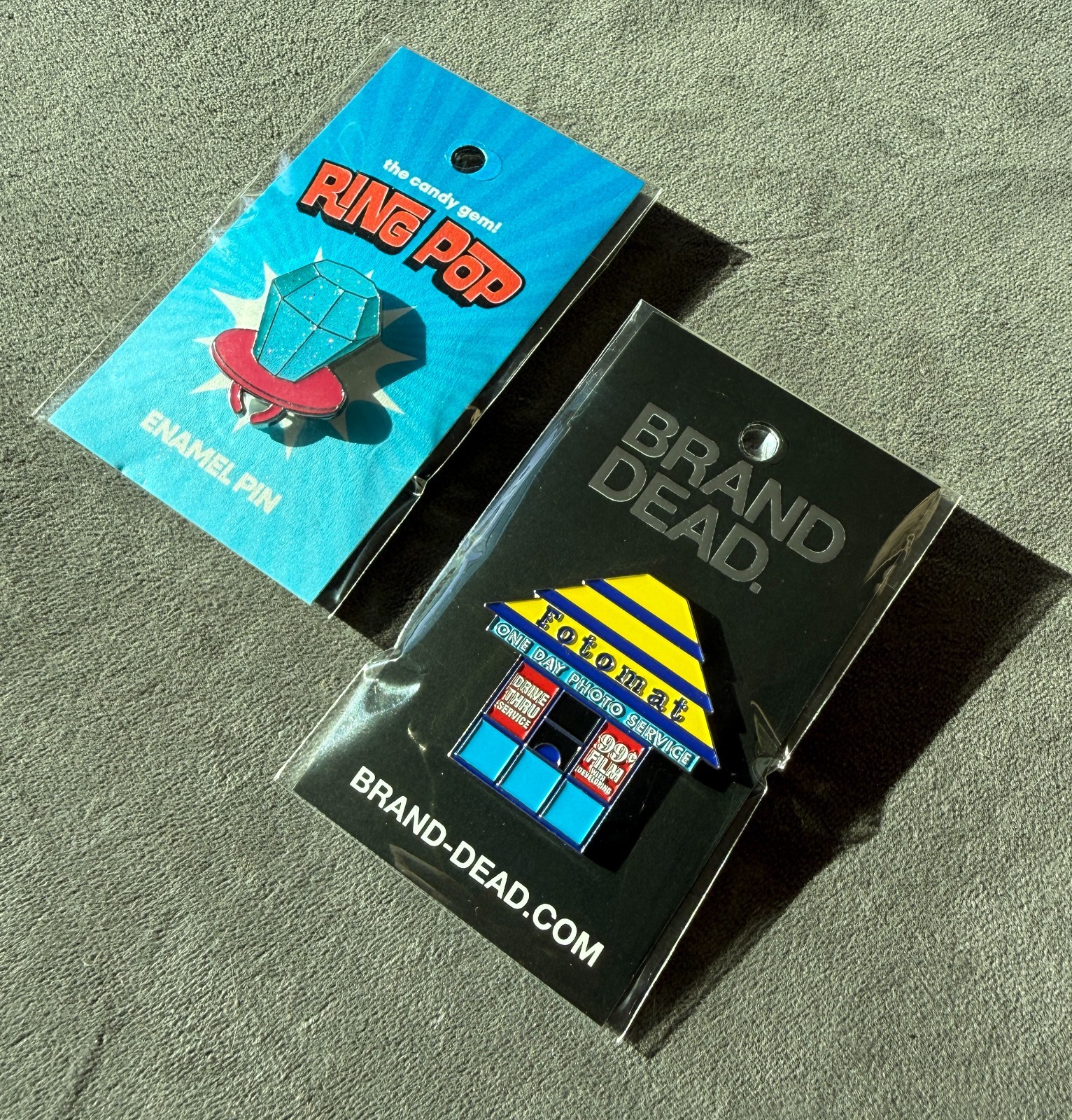 Brand Dead Enamel Pin Set Ring Pop Candy & Fotomat Photo Booth Lot of 2 New