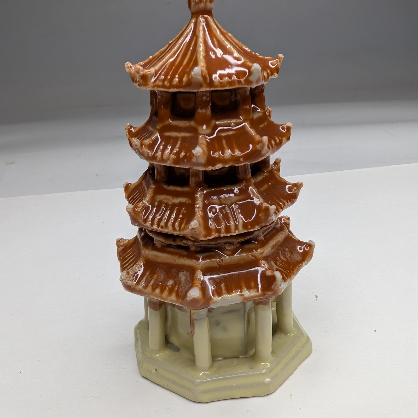 Vtg 1997 Glazed Ceramic Chinese Pagoda Tower Figurine Asian Zen Decor Statue 4