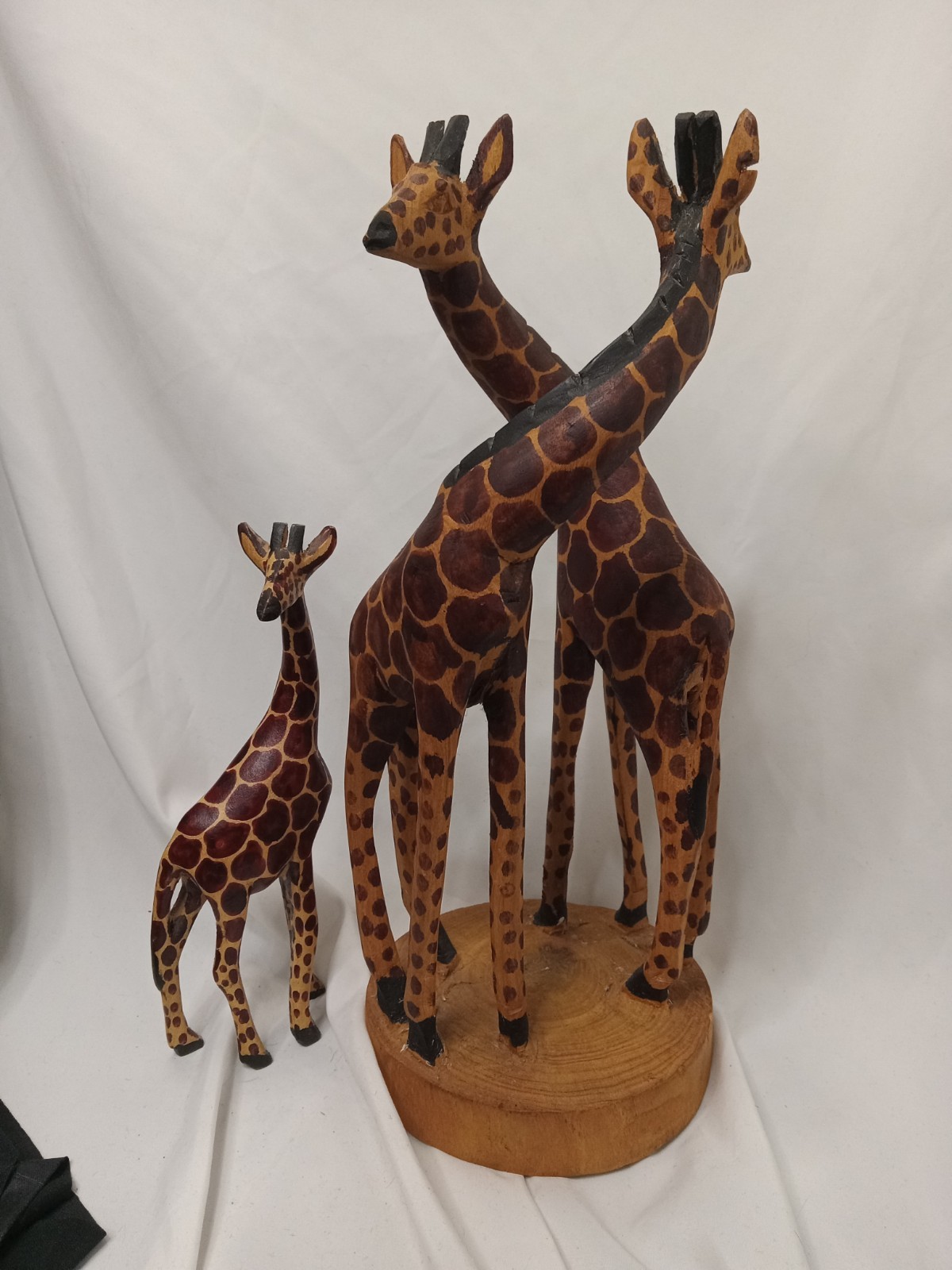 Vintage Hand Carved Jacaranda Wood African Giraffes 12\ Vintage Hand Carved Jacaranda Wood African Giraffes 12\