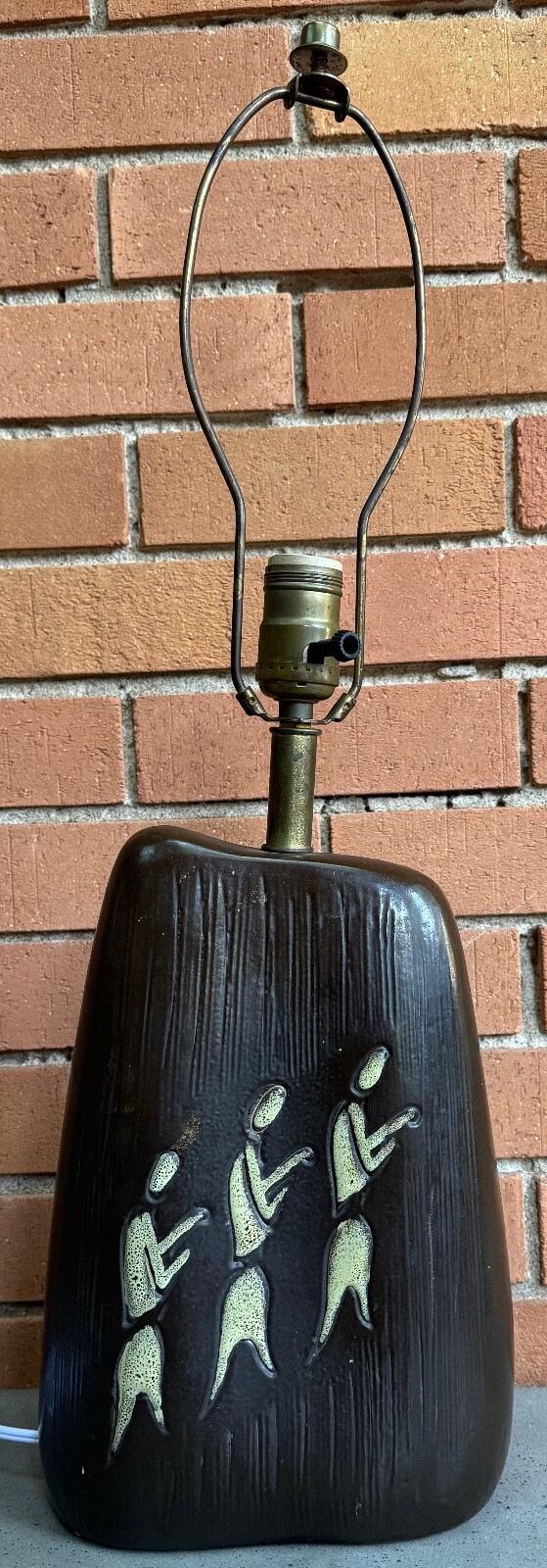Vintage Brown Ceramic Figural Pottery Lamp Mid Century MCM Modern Lighting 50s