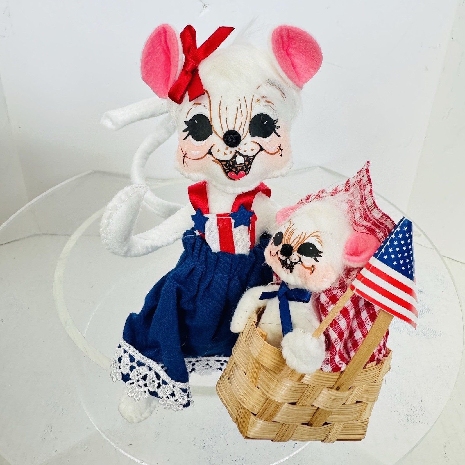 Annalee Doll- 2019 - 6 inch Patriot Picnic Mouse Couple with Basket Annalee Doll- 2019 - 6 inch Patriot Picnic Mouse Couple with Basket