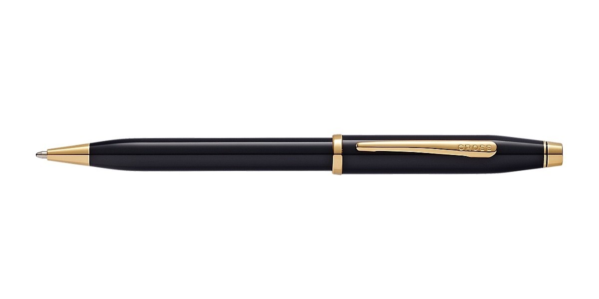 Cross Century Black PVD Barrel Gold Trim Ballpoint In Box AT0082-158