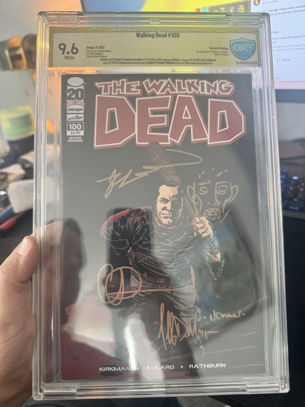 Walking Dead #100 CBCS 9.6 Jeffrey Dean Morgan NEGAN SKETCH Signed Sketch Comic Walking Dead #100 CBCS 9.6 Jeffrey Dean Morgan NEGAN SKETCH Signed Sketch Comic